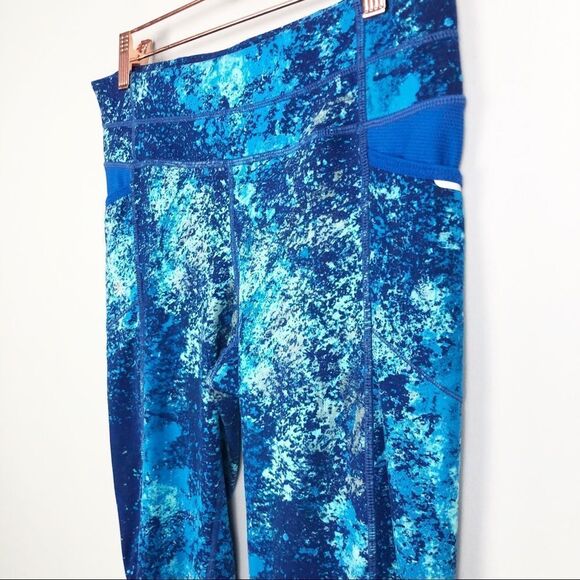 ATHLETA | Be Free Splatter Cropped Leggings Knicker Length Blue Women’s Size S - Picture 5 of 14